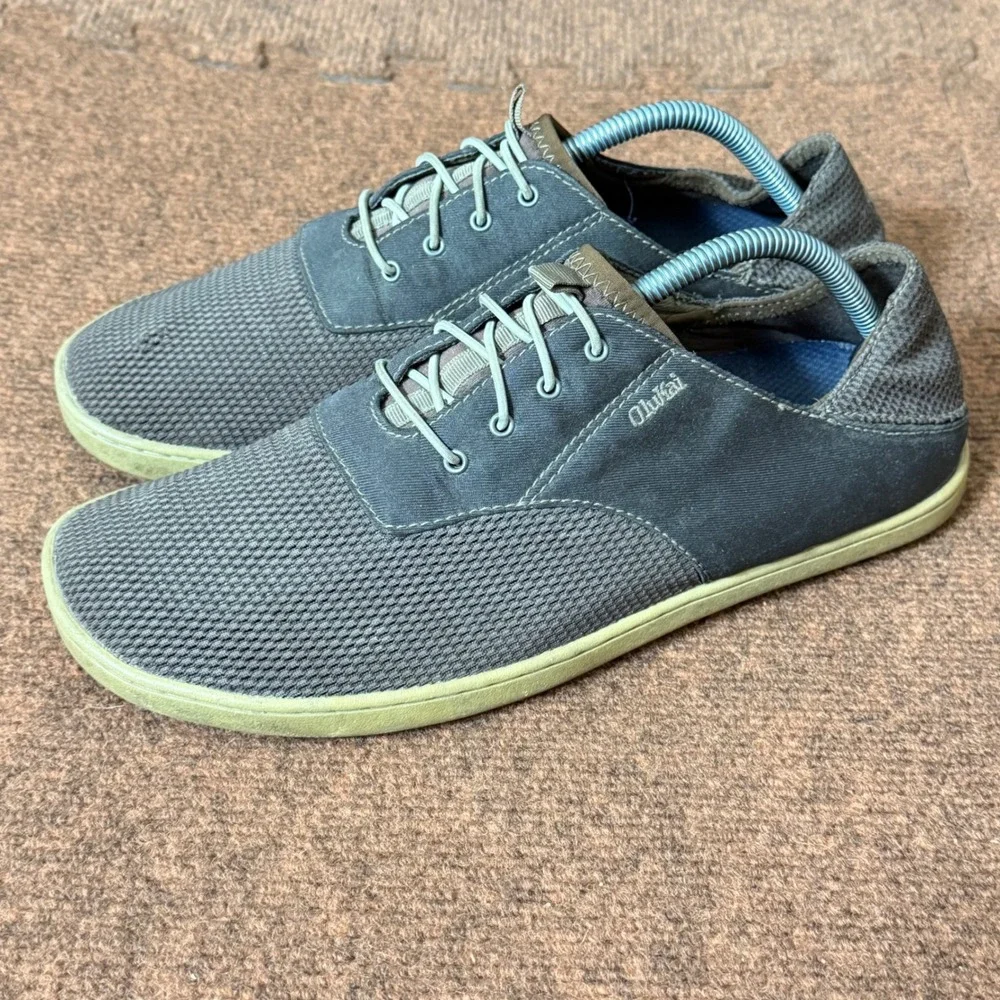 OluKai Nohea Moku Mens 10 Gray Mesh Water Ready Boat Shoes Sneakers Drop-In Heel